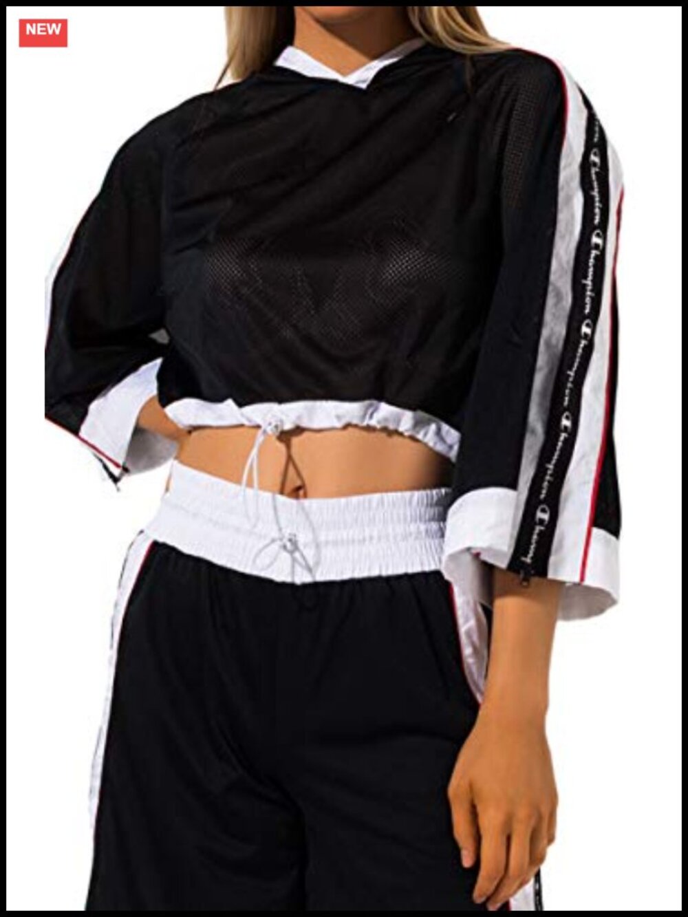 Champion Hooded Cropped Mesh Top Sleeveless